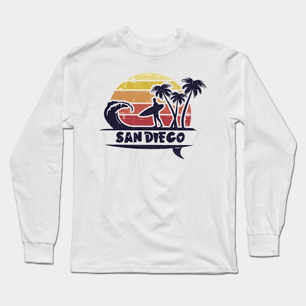 San Diego surf beach. Perfect present for mom mother dad father friend him or her Long Sleeve T-Shirt by SerenityByAlex